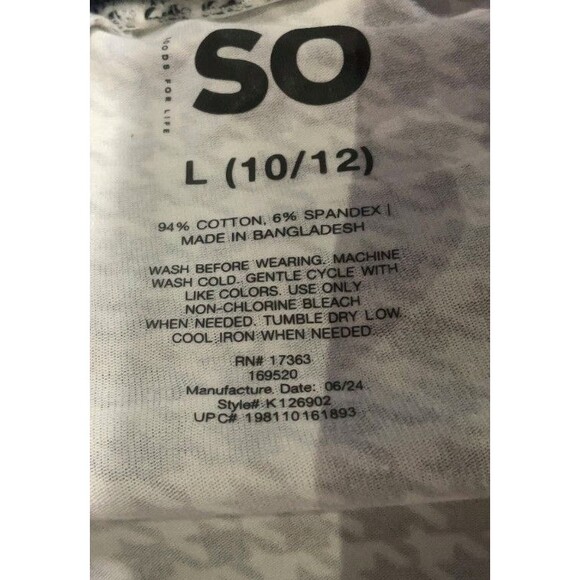 Girl's Large Pants Leggings SO Black & White Houndstooth NWT - Picture 3 of 3